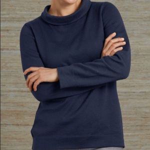 Fair Indigo Cotton Alpaca Relaxed Cowl Sweater, XS